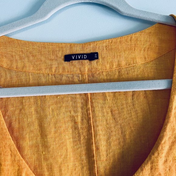 Linen Sleeveless Asymmetric Hem Tunic - Sunflower Yellow - 2X - Picture 12 of 14